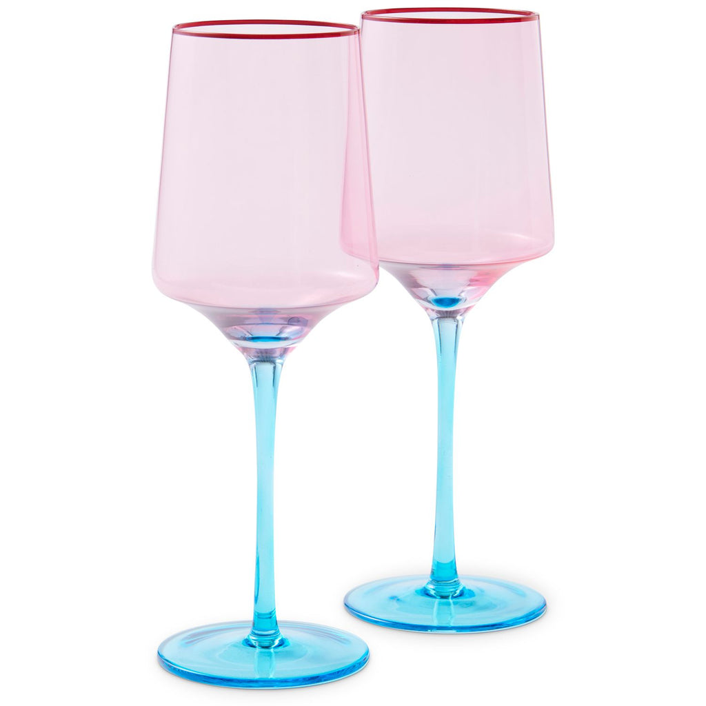ROSE WITH A TWIST VINO GLASS 2P SET, KIP & CO