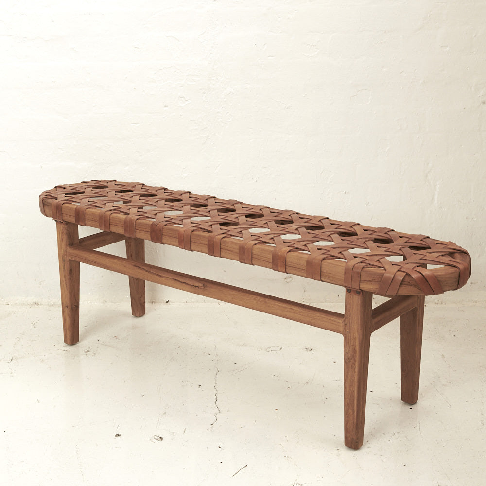 ELLERY WOVEN LEATHER BENCH SEAT